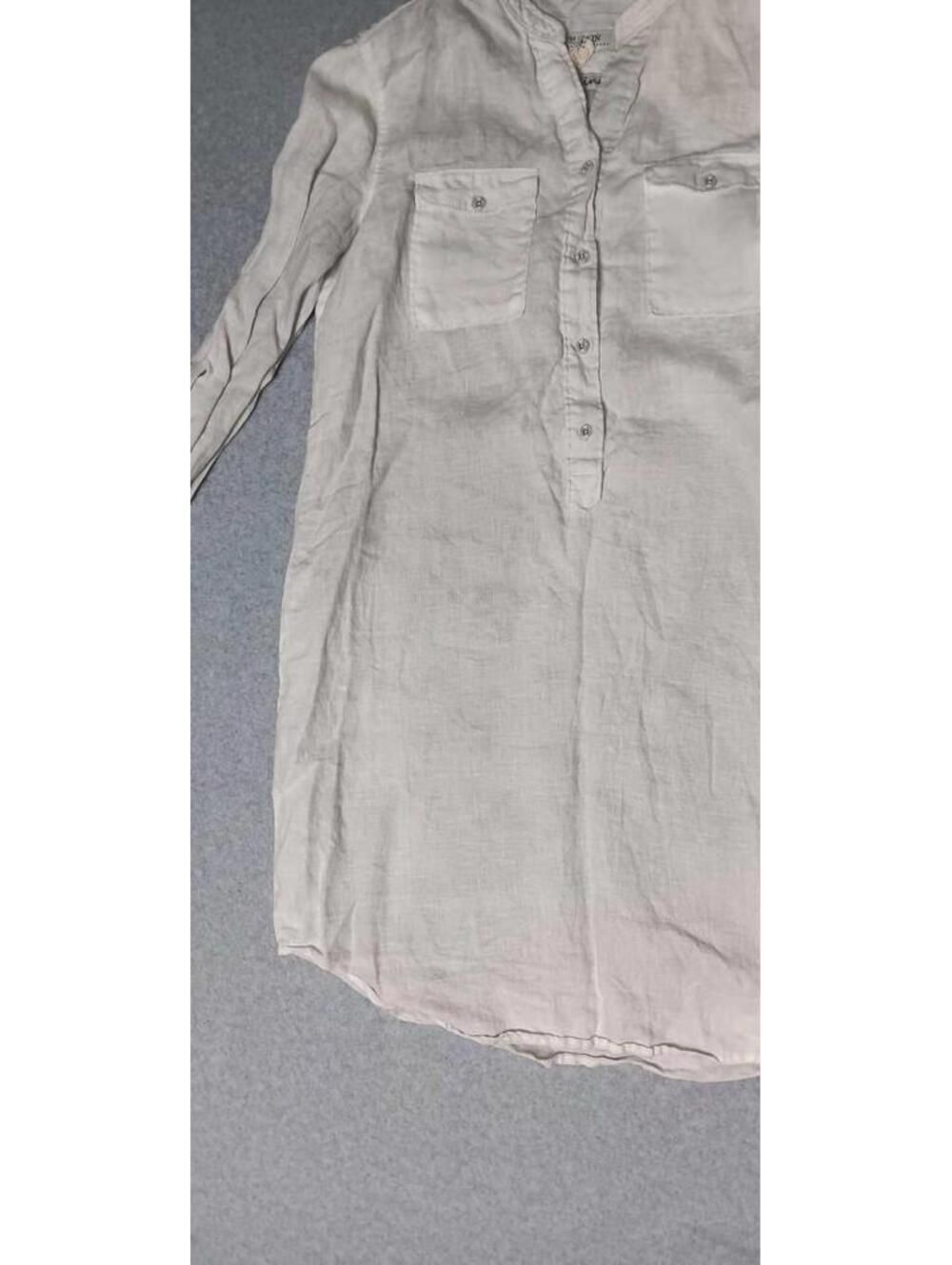 Malvin I Love Linen Partial Button Up Tunic Top Womens Size M Ivory Coastal - Picture 11 of 11